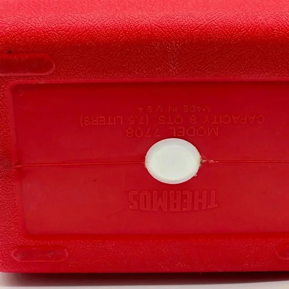 Vintage Thermos Personal Cooler Red White Small Lunch Box‎ with Handle Lid Tray
